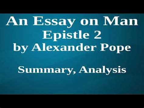 Alexander pope an essay on man epistle 1 analysis
